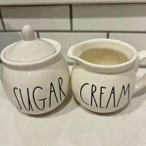 Rae Dunn White Sugar and Cream Ceramic Set